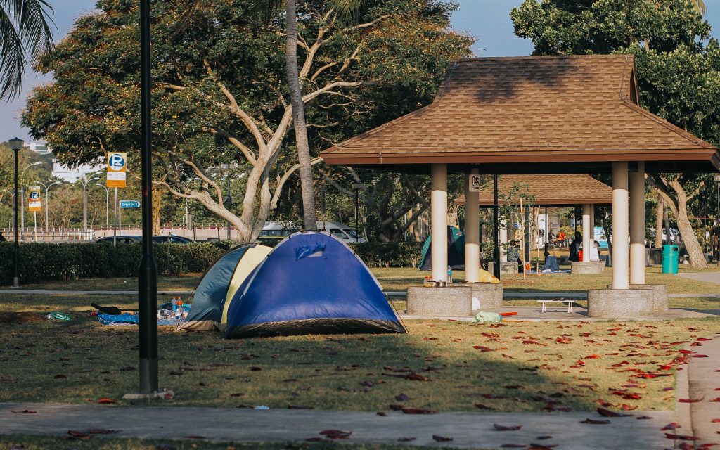 camping at the beach of singapore